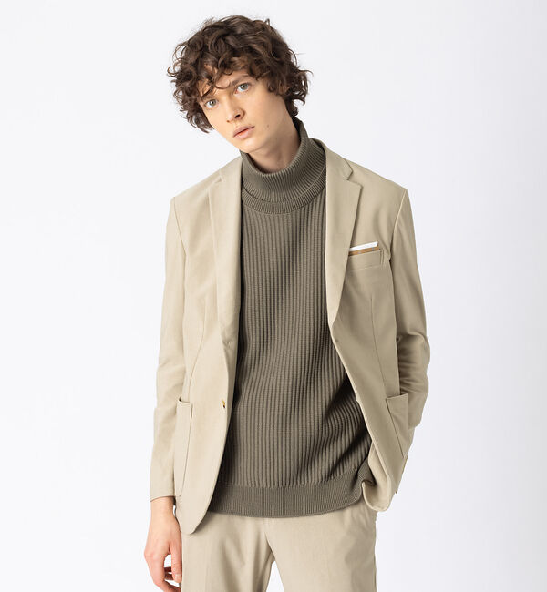 ABAHOUSE「【セットアップ対応】ライクラ ニット ストレッチ ジャケット」|その他|ベージュ
