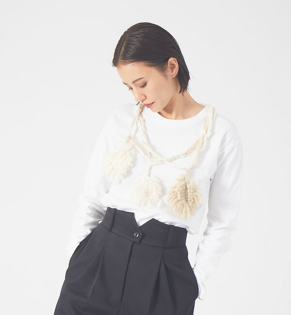 qualite「【boussole&times;qualite】クロシェネックレスロンT」|Tシャツ・カットソー|オフホワイト