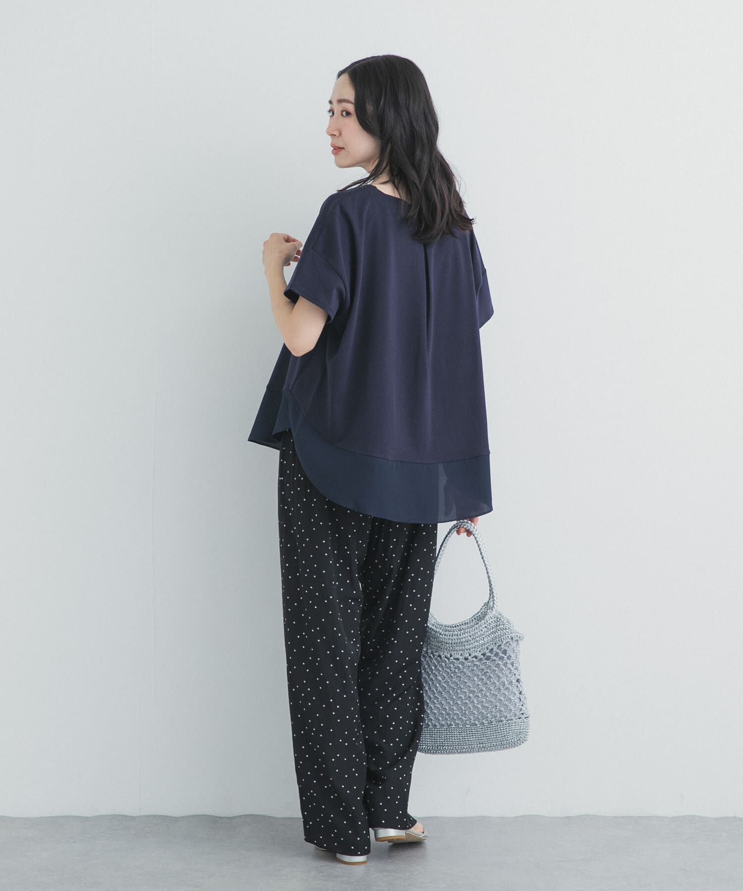 URBAN RESEARCH DOORS「異素材切替えラウンドヘムプルオーバー」|Tシャツ・カットソー|