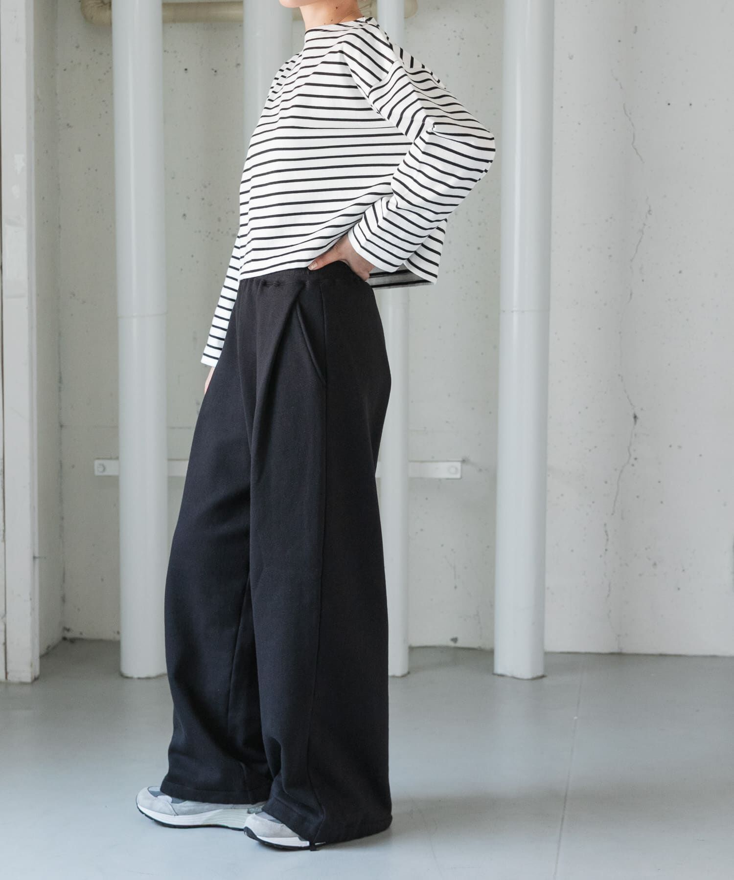 URBAN RESEARCH DOORS「FORK&SPOON　クロップドボートネックボーダー」|Tシャツ・カットソー|
