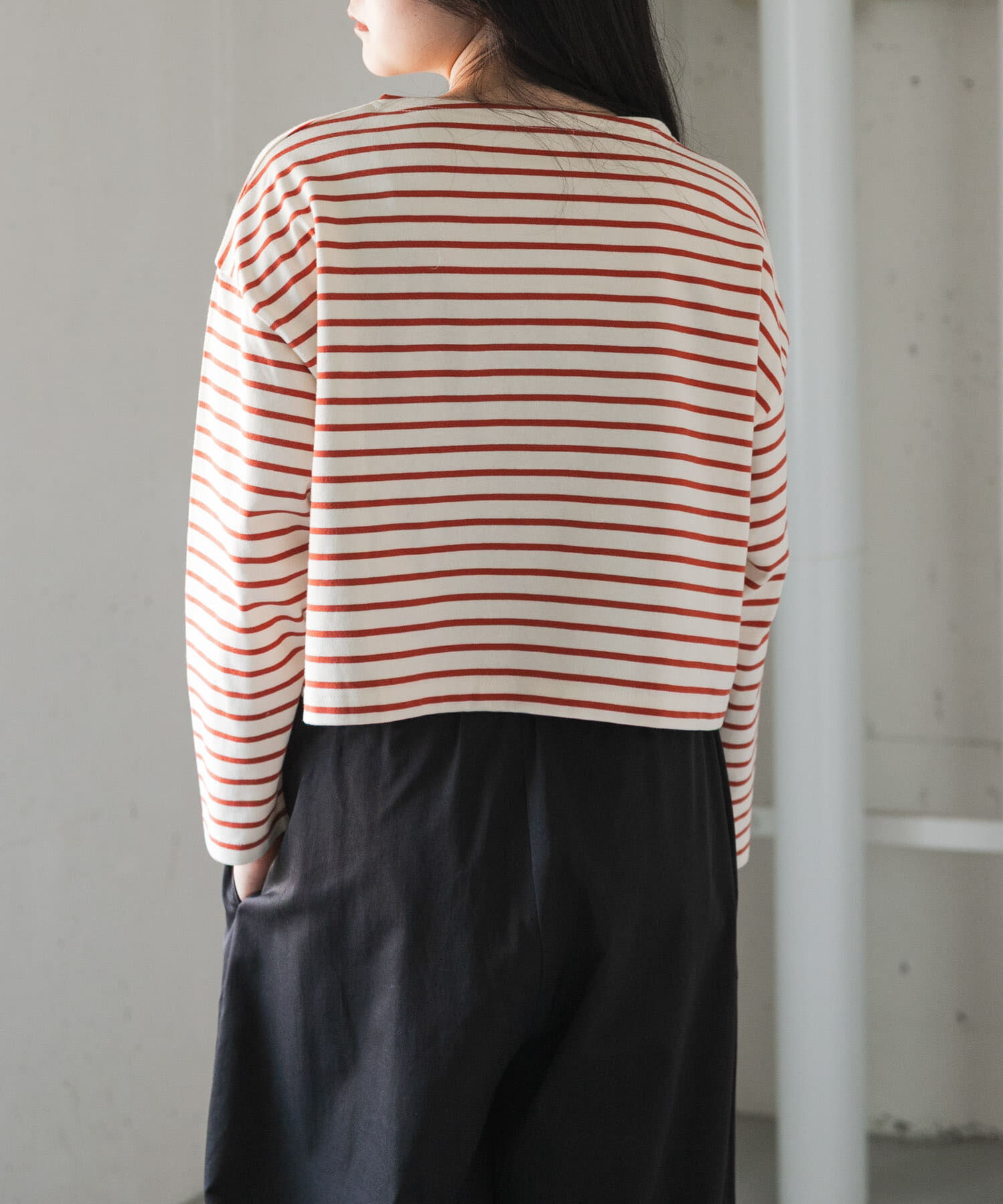 URBAN RESEARCH DOORS「FORK&SPOON　クロップドボートネックボーダー」|Tシャツ・カットソー|