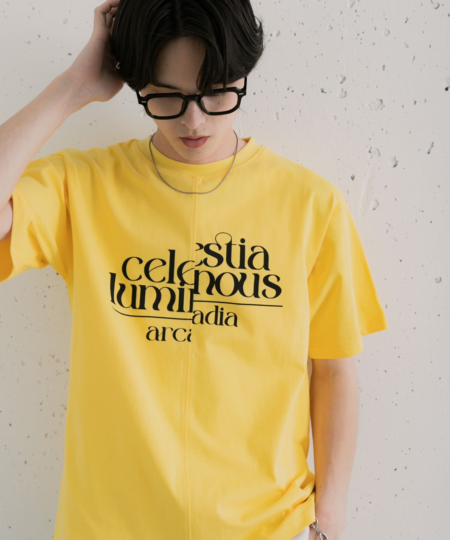 SENSE OF PLACE by URBAN RESEARCH「アシメグラフィックショートスリーブTシャツ」|Tシャツ・カットソー|イエロー