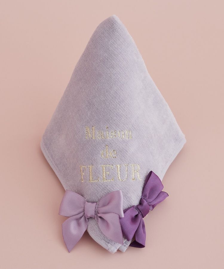 Maison de FLEUR「バイカラーリボンタオルハンカチ」|ハンカチ|ラベンダー