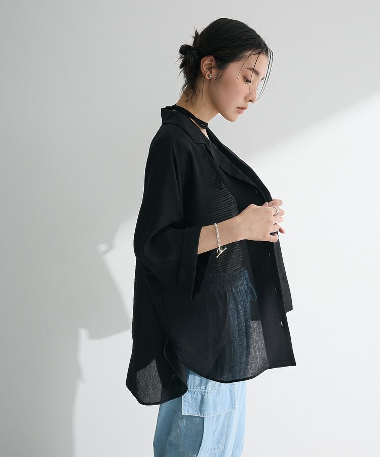 Green Parks「【WEB限定】開襟シアージャケット風シャツⅡ」|シャツ・ブラウス|Black