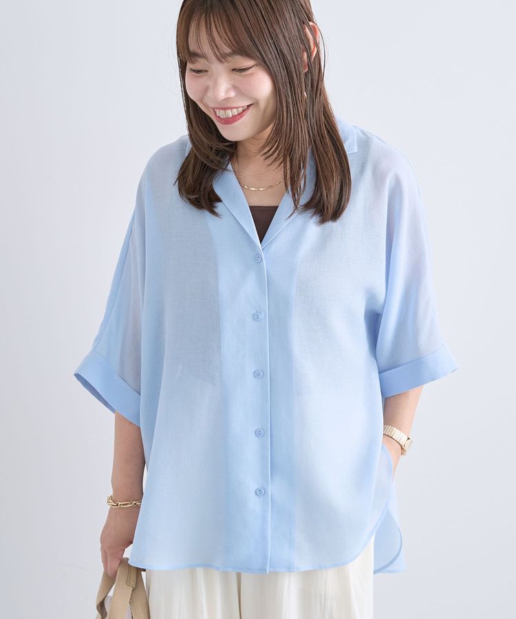 Green Parks「【WEB限定】開襟シアージャケット風シャツⅡ」|シャツ・ブラウス|Blue