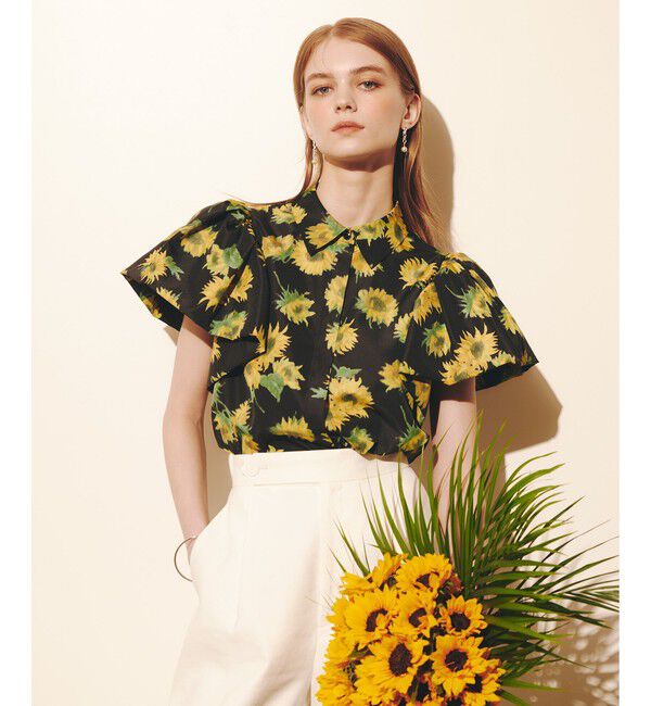 LOULOU WILLOUGHBY「 WEB 一部店舗限定【LOULOU WILLOUGHBY】サンフラワープリントバルーンスリーブシャツ」|シャツ・ブラウス|