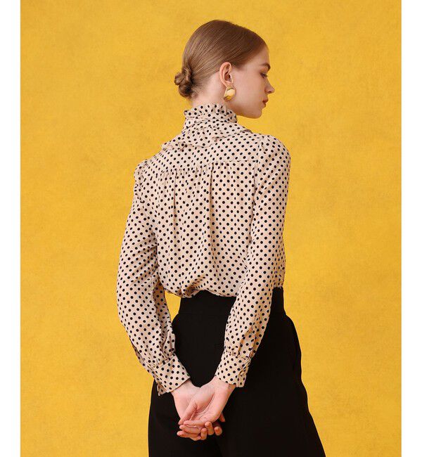 LOULOU WILLOUGHBY「デシンドットフリルボウタイブラウス」|シャツ・ブラウス|