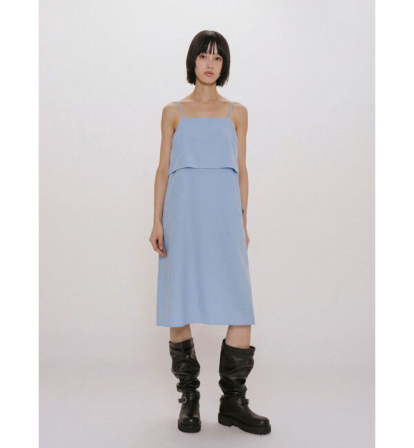 MIDIUMISOLID「MIDIUMISOLID for Ladies レイヤードキャミソールワンピース」|ワンピース|サックス