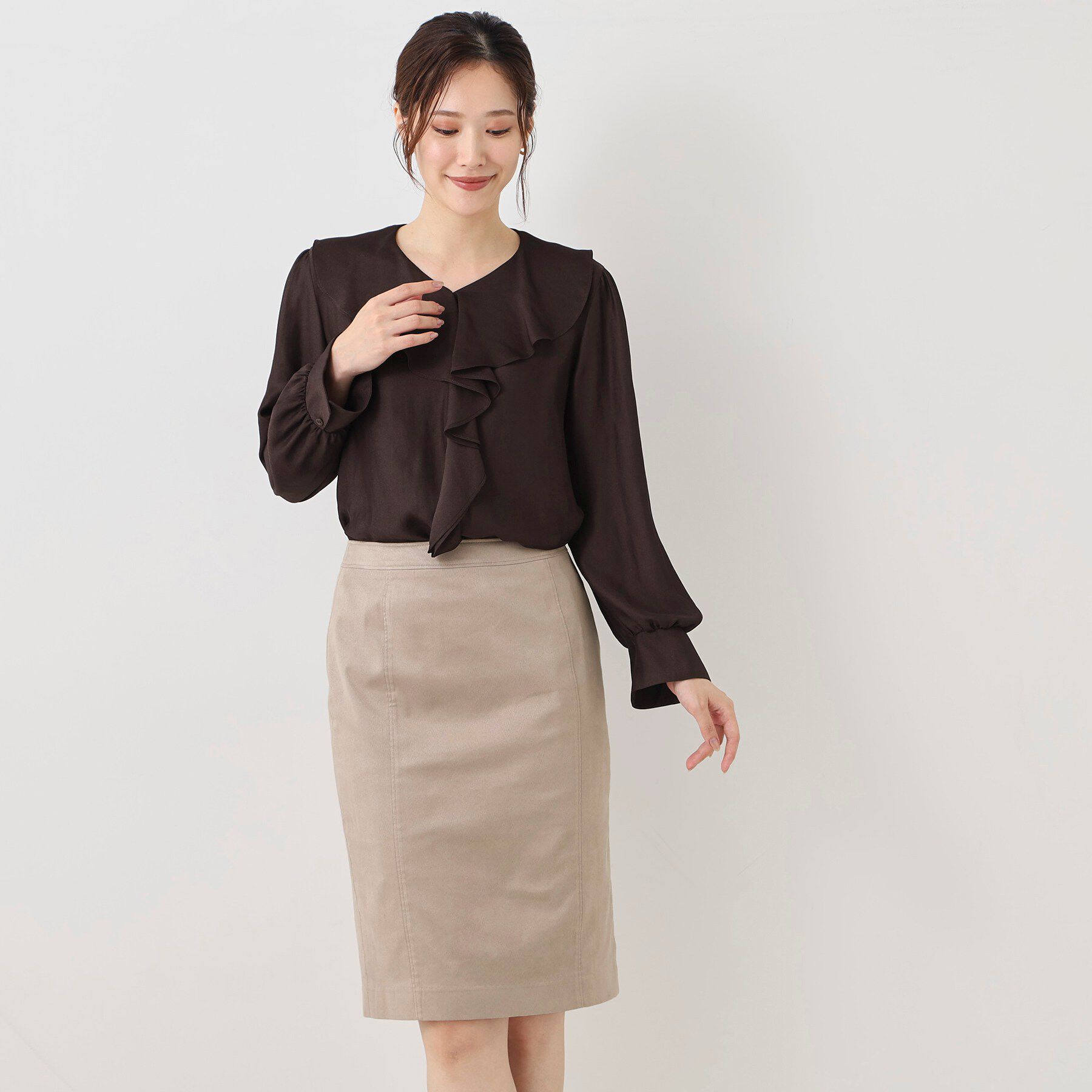 COUP DE CHANCE「【手洗い可／セットアップ可】スエード調タイトスカート」|スカート|