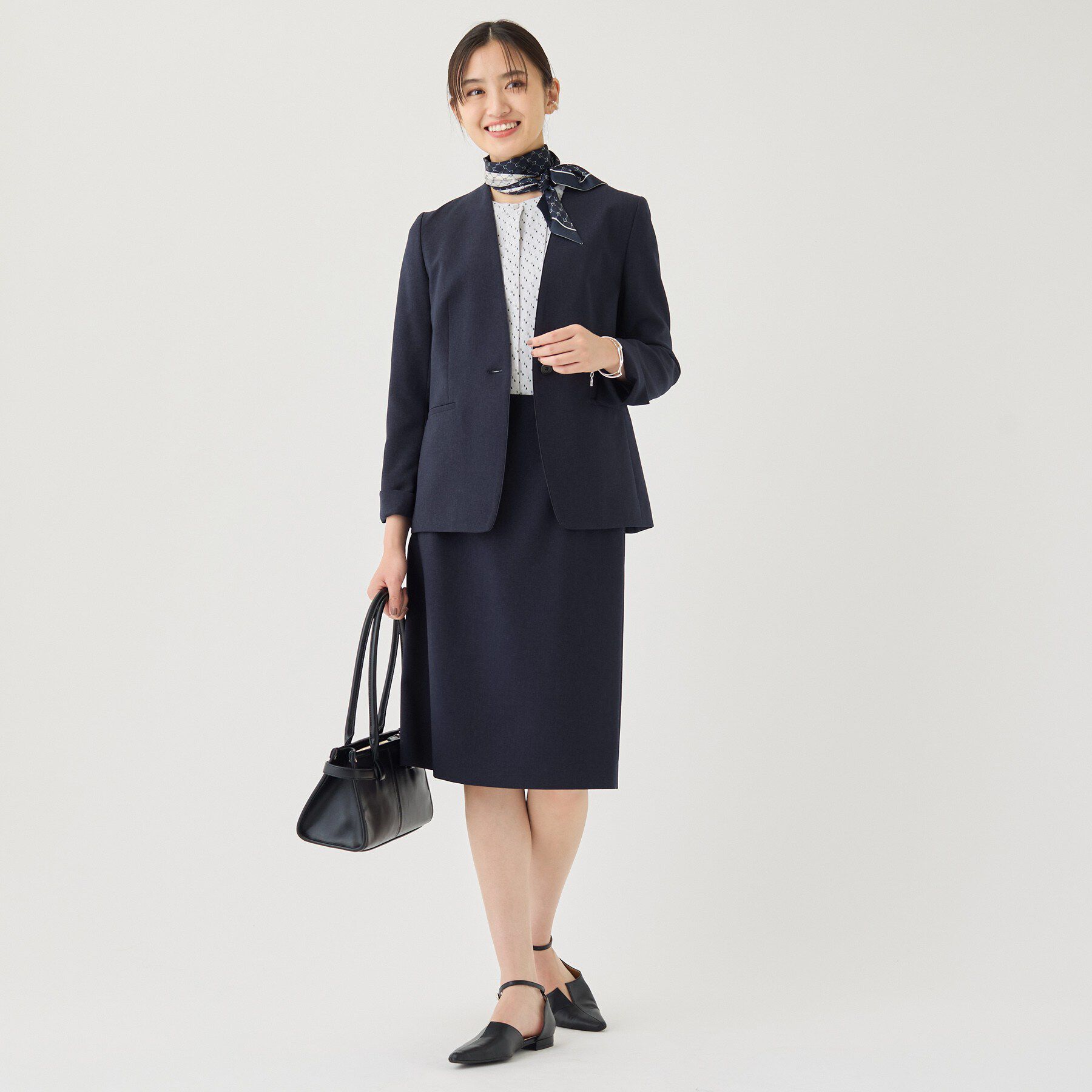 INDIVI「【洗える／通勤／スーツ】メランジストレッチ ノーカラージャケット」|ノーカラージャケット|
