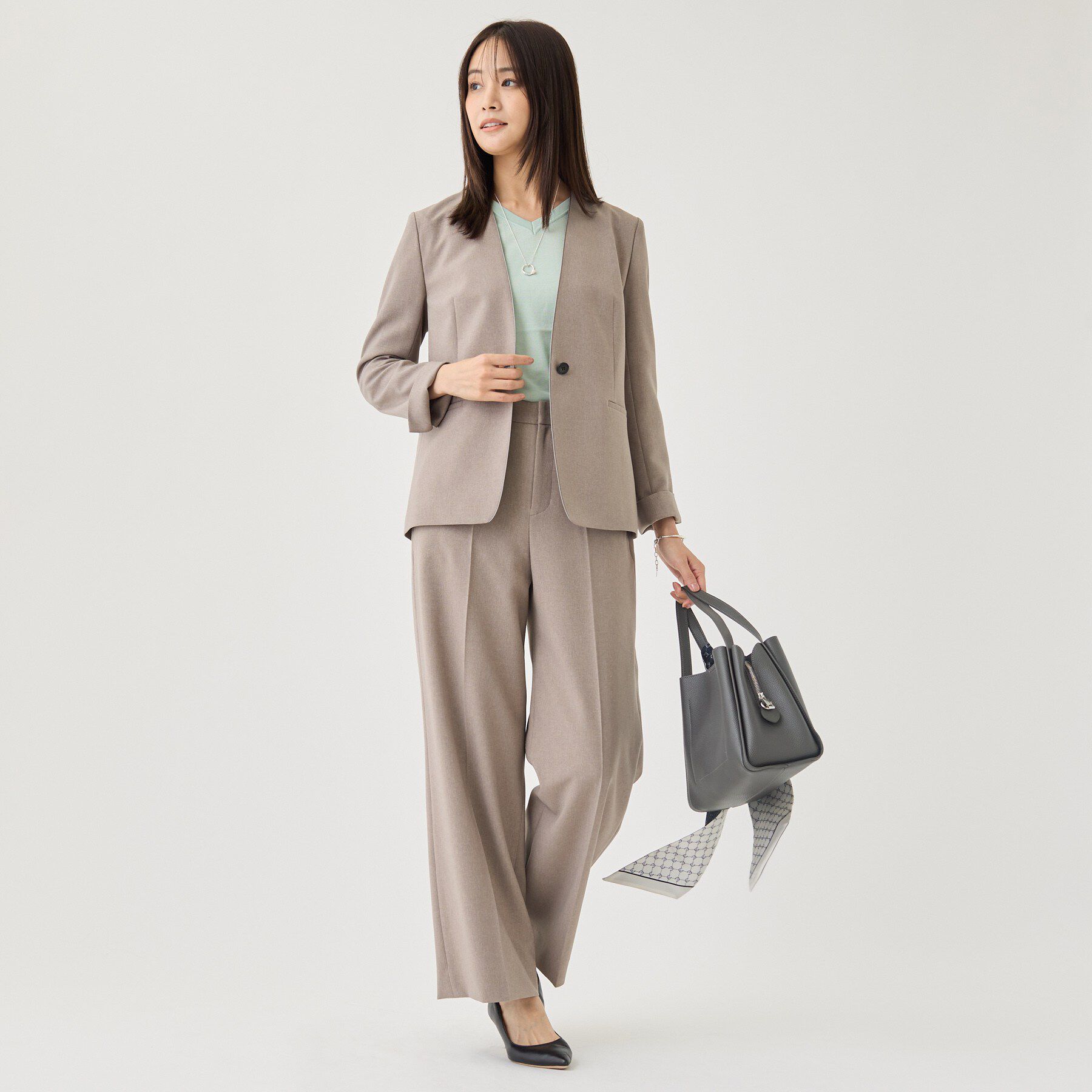 INDIVI「【洗える／通勤／スーツ】メランジストレッチ ワイドパンツ」|その他|