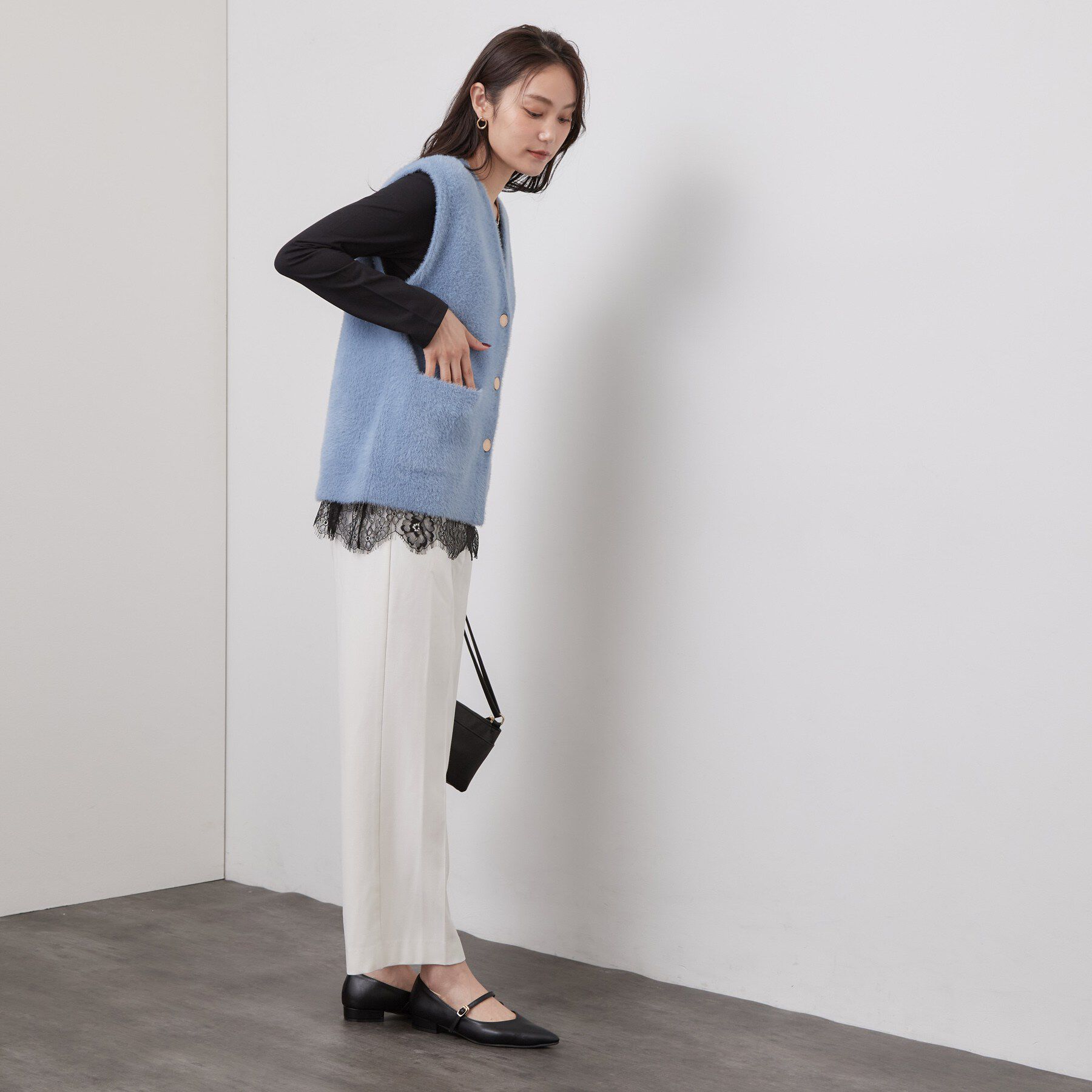OPAQUE.CLIP「裾レースドッキングカットソー【洗濯機OK】」|Tシャツ・カットソー|