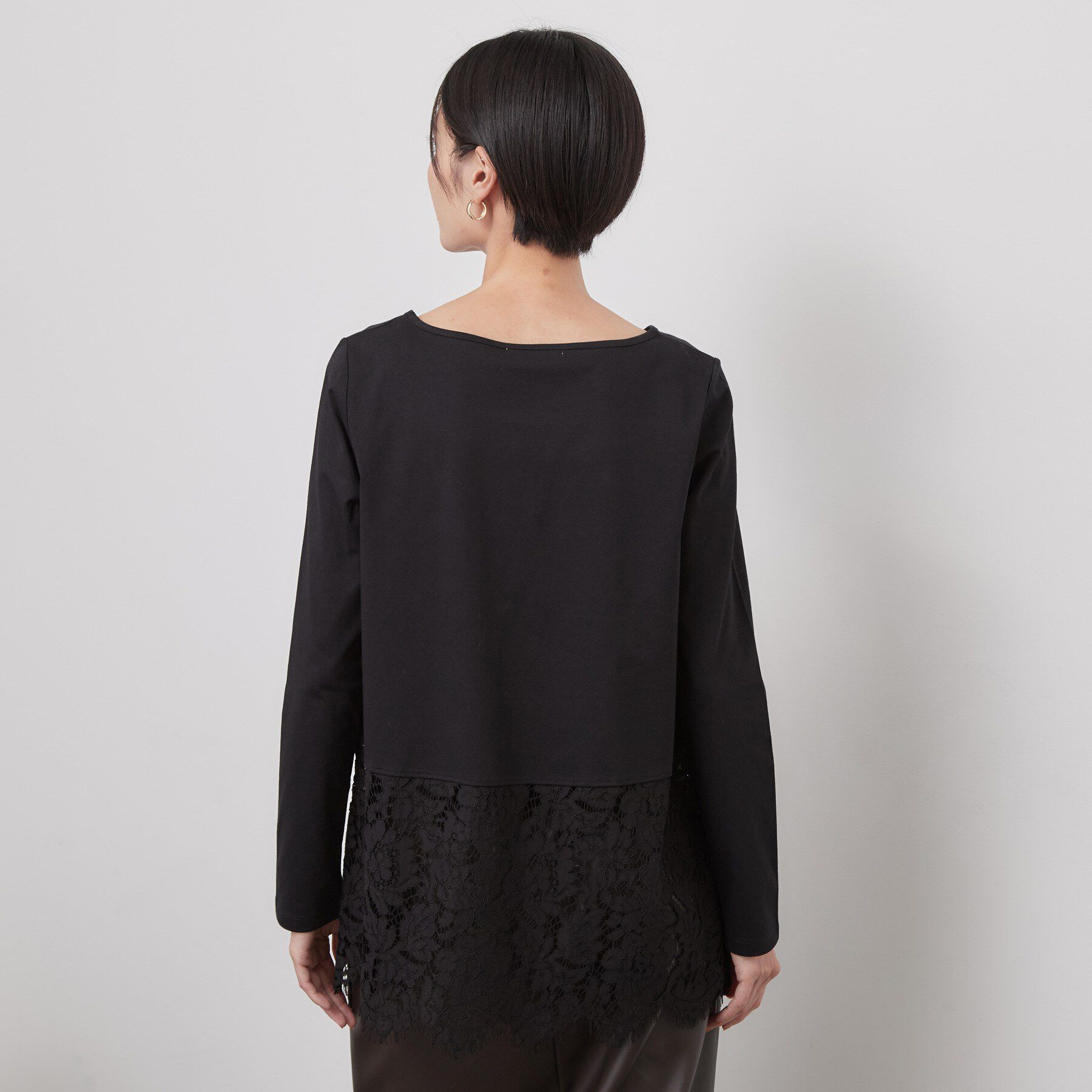 OPAQUE.CLIP「裾レースドッキングカットソー【洗濯機OK】」|Tシャツ・カットソー|