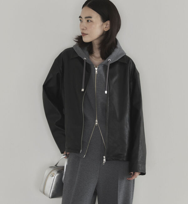 Doux archives「シンセティックレザーブルゾン」|その他|BLACK