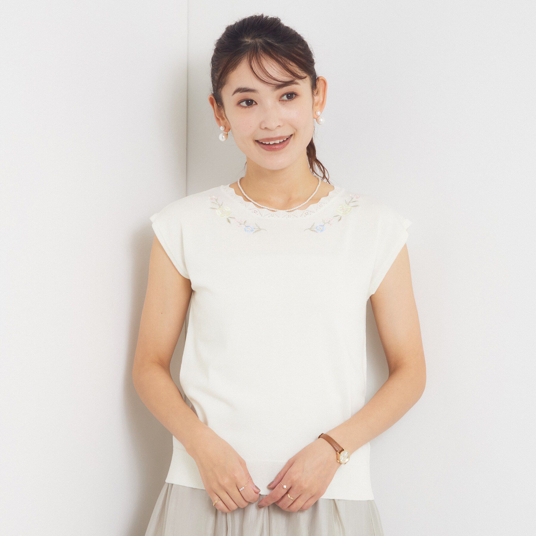 ITS&rsquo;DEMO「スカラップ刺繍ニット」|Tシャツ・カットソー|
