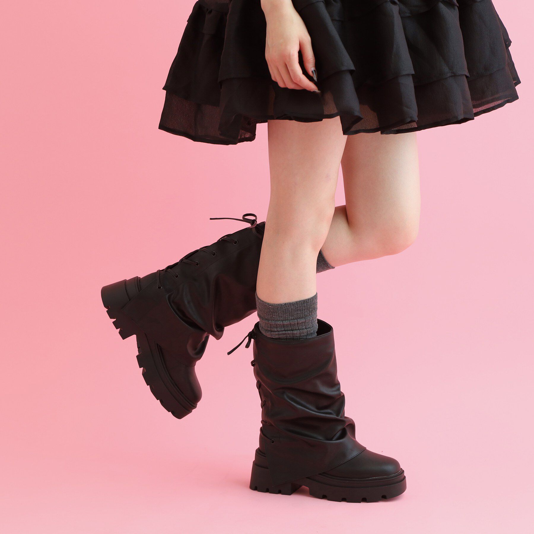 csT&P「バックレースアップ&times;カバーブーツ」|ショートブーツ|