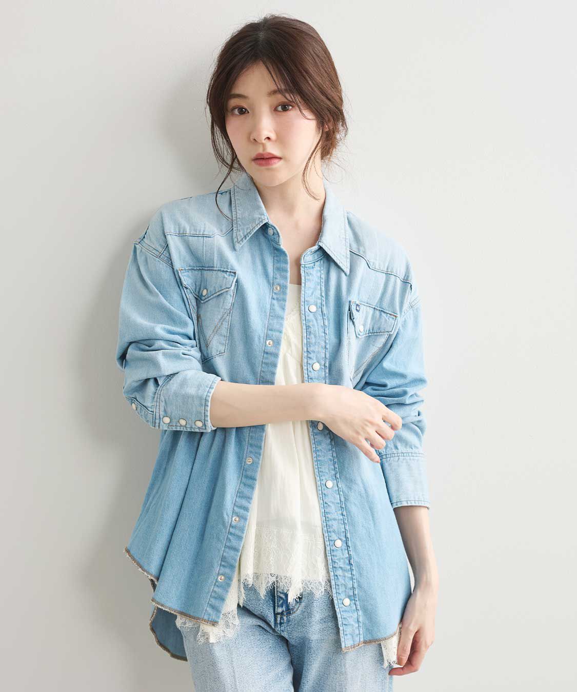 COCO DEAL「《COCO DEAL/Wrangler》ウエストタックデニムシャツ」|シャツ・ブラウス|
