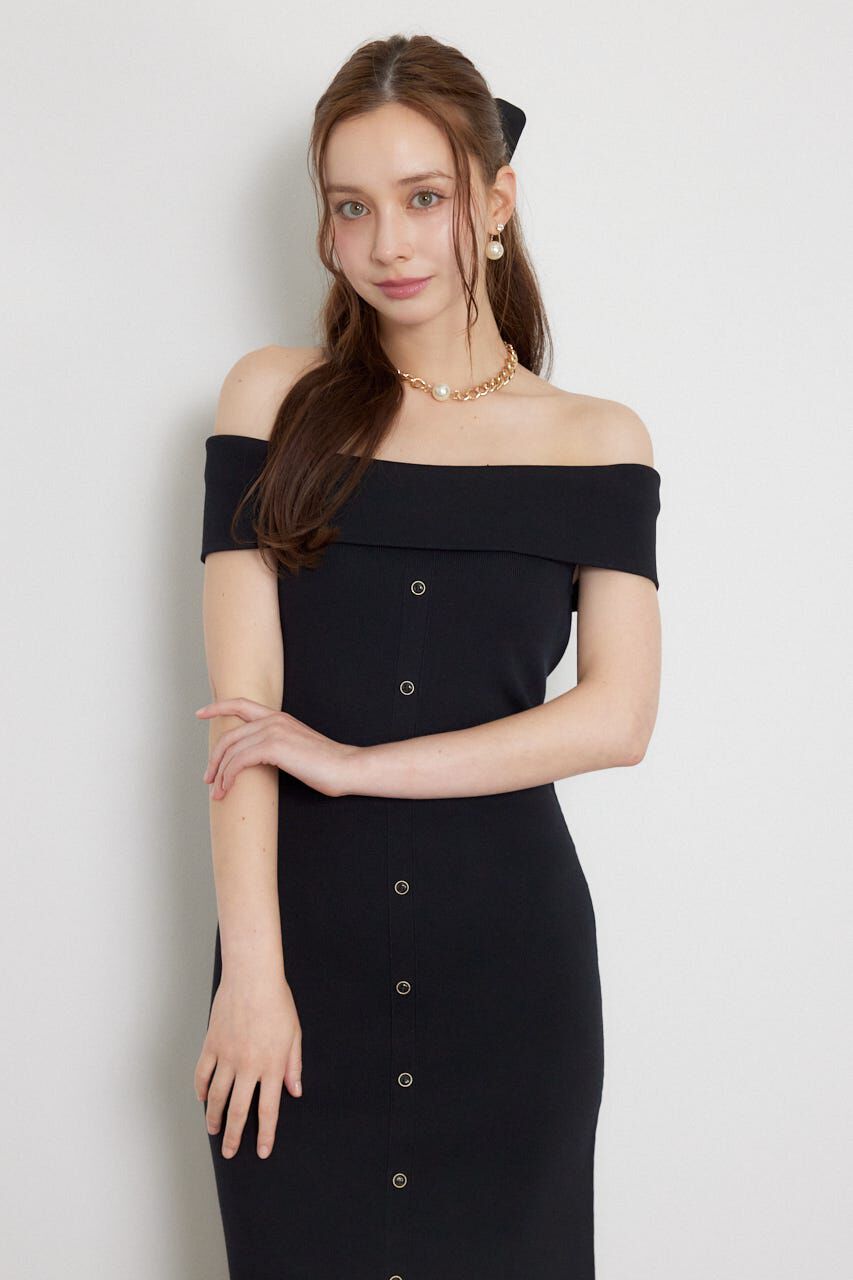 rienda「オフショルフロントボタンワンピース」|ワンピース|