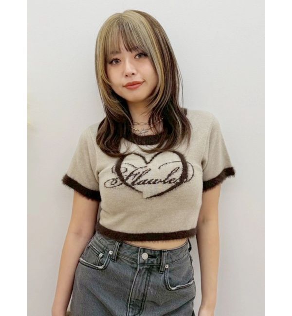 EVRIS「シャギーロゴニットトップス」|ニット・セーター|ブラウン