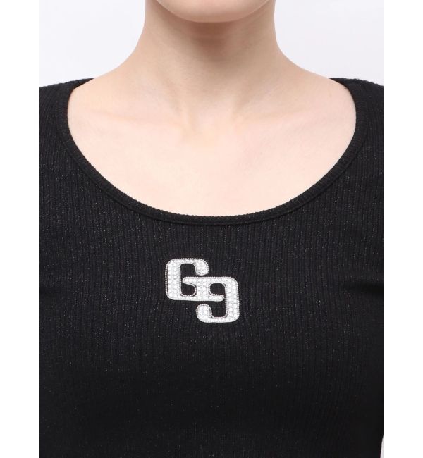 GYDA「GGロゴラインストーンラメテレコ long sleeveトップス」|Tシャツ・カットソー|