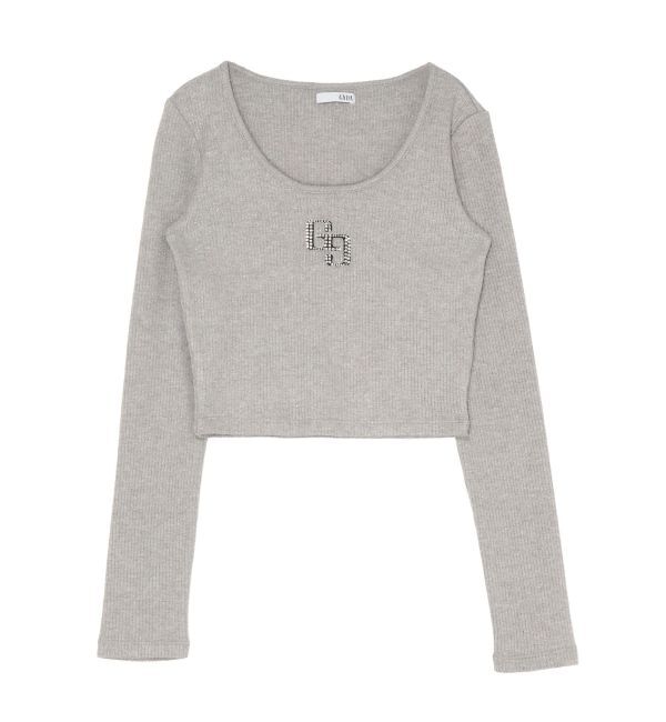GYDA「GGロゴラインストーンラメテレコ long sleeveトップス」|Tシャツ・カットソー|