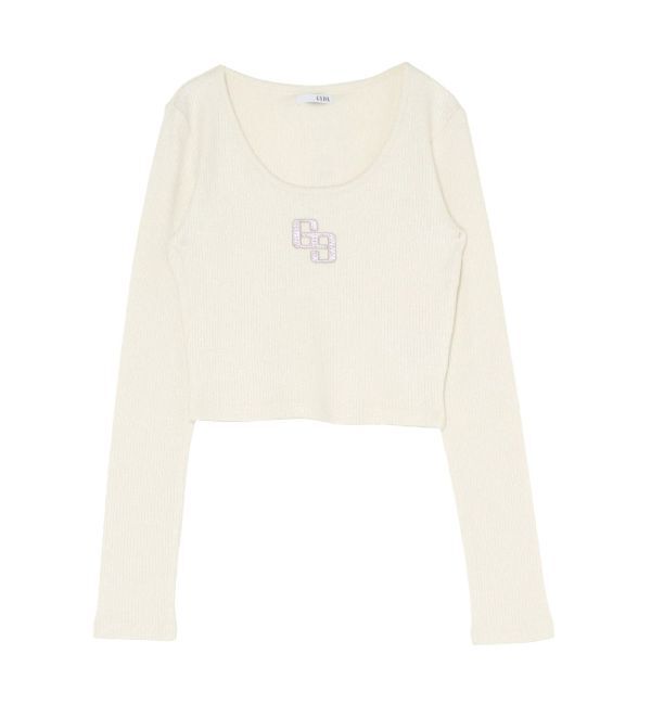 GYDA「GGロゴラインストーンラメテレコ long sleeveトップス」|Tシャツ・カットソー|