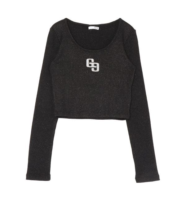 GYDA「GGロゴラインストーンラメテレコ long sleeveトップス」|Tシャツ・カットソー|