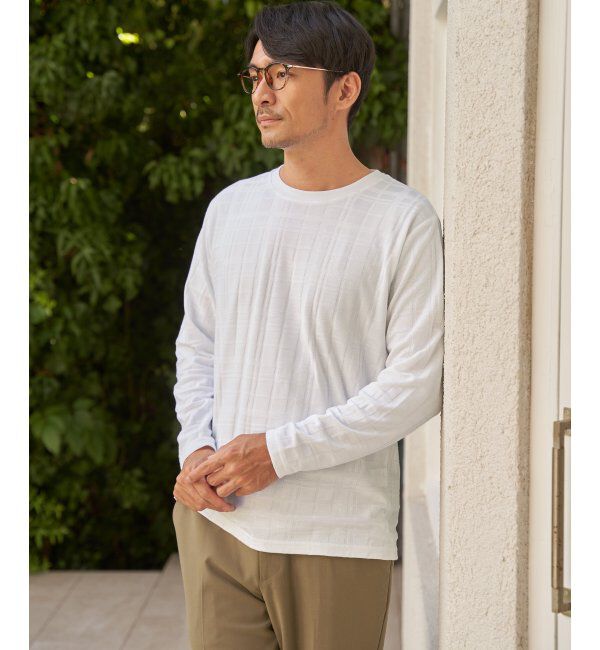 IKKA LOUNGE「リンクスチェックジャカードロンT」|Tシャツ・カットソー|