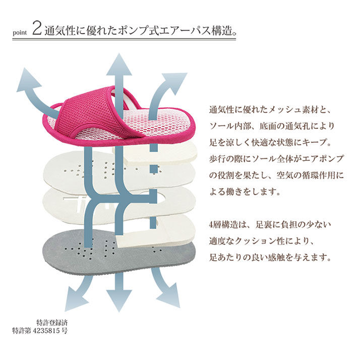 BACKYARD FAMILY「オクムラ スリッパ メッシュ クッション 通販 部屋履き 室内履き ルームシューズ 室内用」|ルームシューズ|