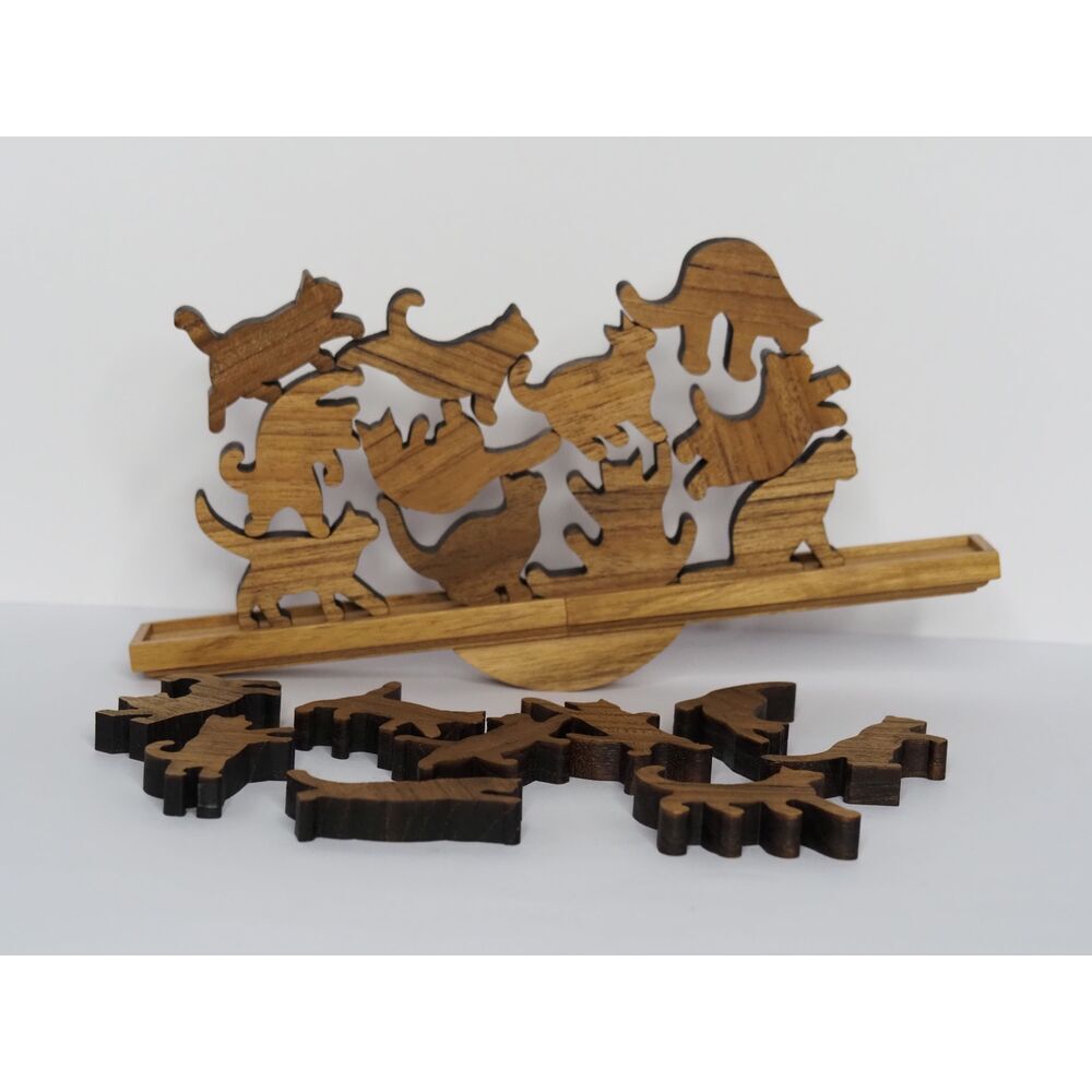 BACKYARD FAMILY「キャットスタックタワー 20pcs set 通販 バランス 積み木 オブジェ バランスゲーム」|その他|ブラウン1