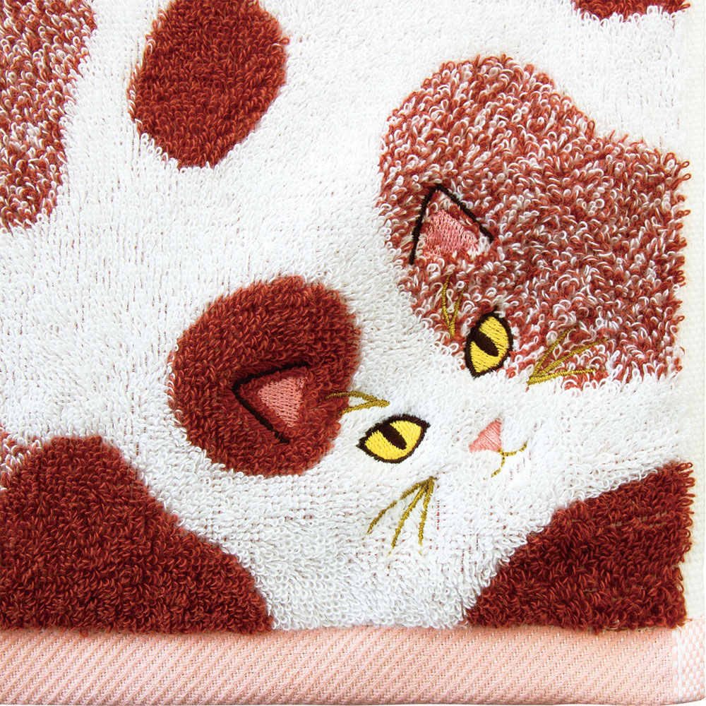 BACKYARD FAMILY「今治フェイスタオル 通販 ロングフェイスタオル ミニバスタオル 猫グッズ かわいい猫柄タオル」|タオル|ホワイト2