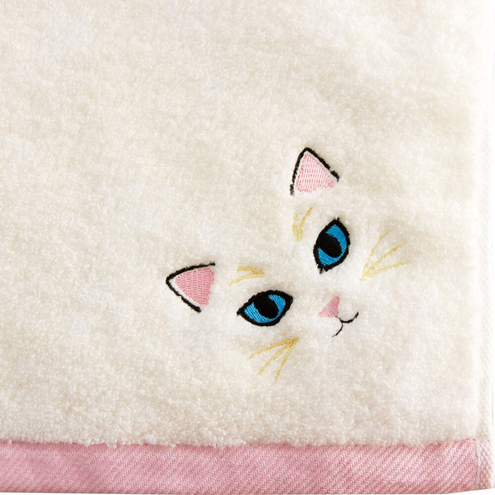 BACKYARD FAMILY「今治フェイスタオル 通販 ロングフェイスタオル ミニバスタオル 猫グッズ かわいい猫柄タオル」|タオル|ホワイト3
