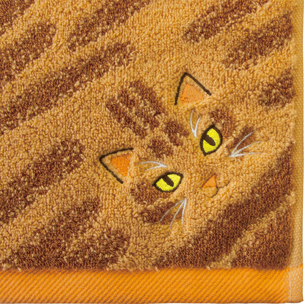 BACKYARD FAMILY「今治フェイスタオル 通販 ロングフェイスタオル ミニバスタオル 猫グッズ かわいい猫柄タオル」|タオル|ブラウン1