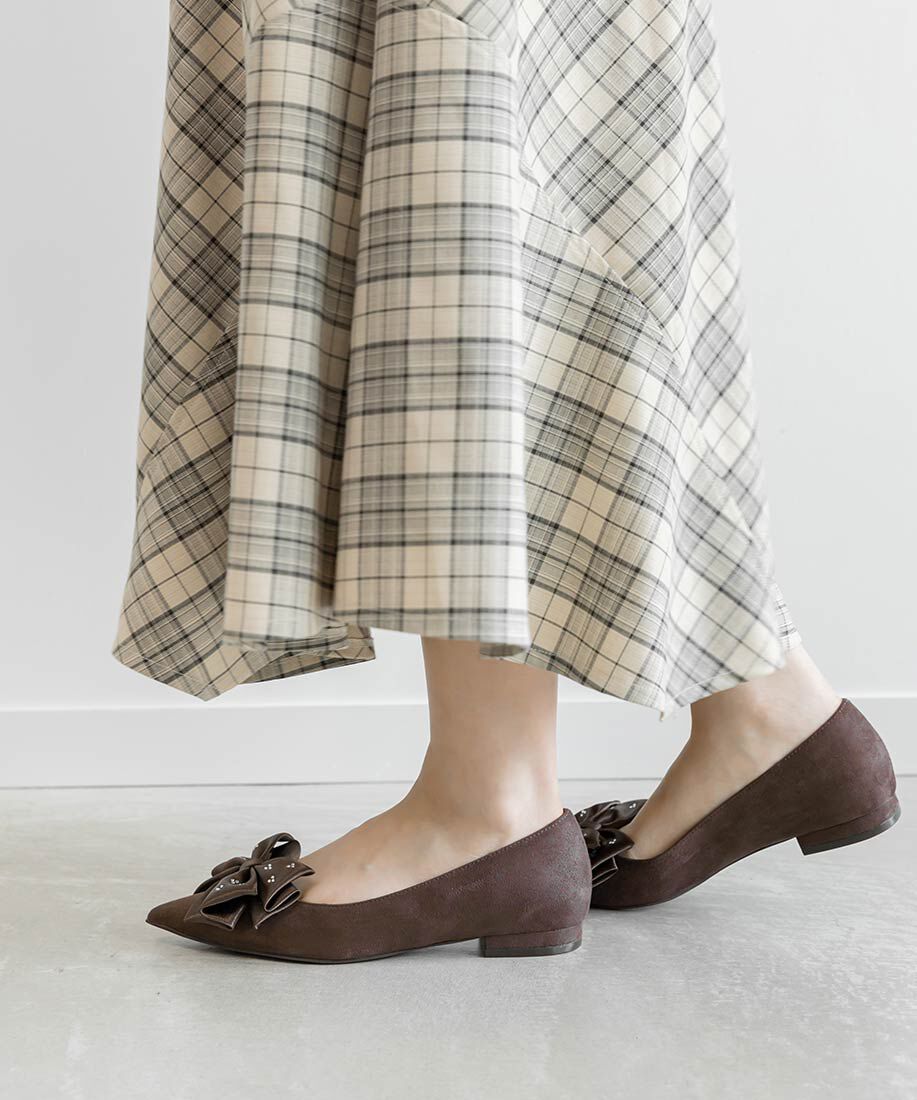  「ビッグサテンリボンフラットパンプス」|パンプス|