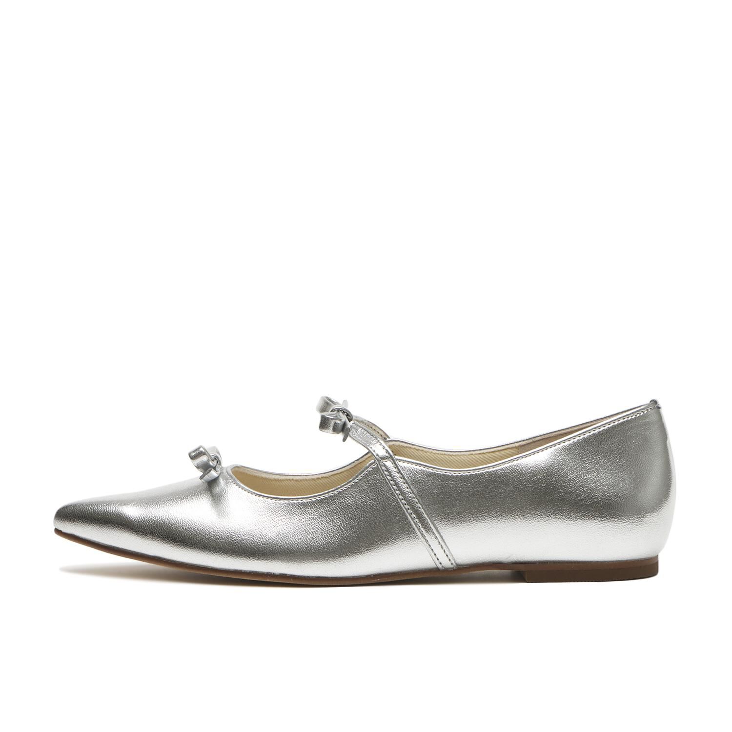 JOLI ENCORE「【JOLI ENCORE(TH)】W-RIBBON FLAT 1」|パンプス|シルバー