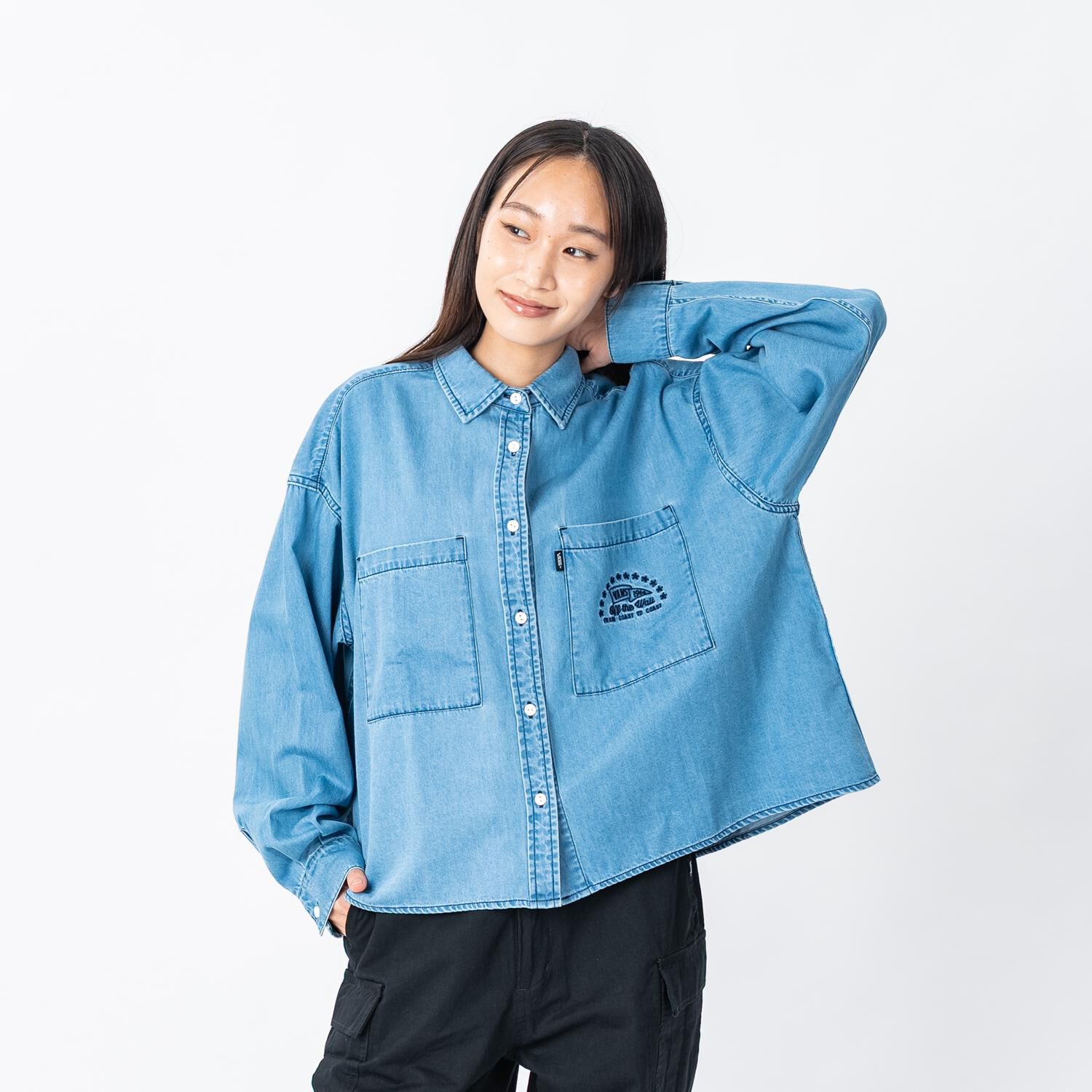 VANS「【VANSｱﾊﾟﾚﾙ(WJ)】W EMBROIDERY DENIM SHIRT」|Tシャツ・カットソー|