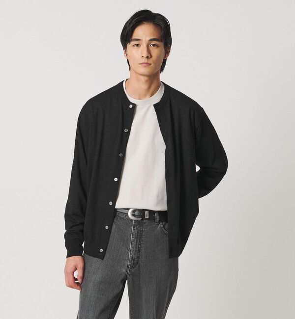 UNITED ARROWS「アルパカ/ウール クルーネック カーディガン」|カーディガン|BLACK