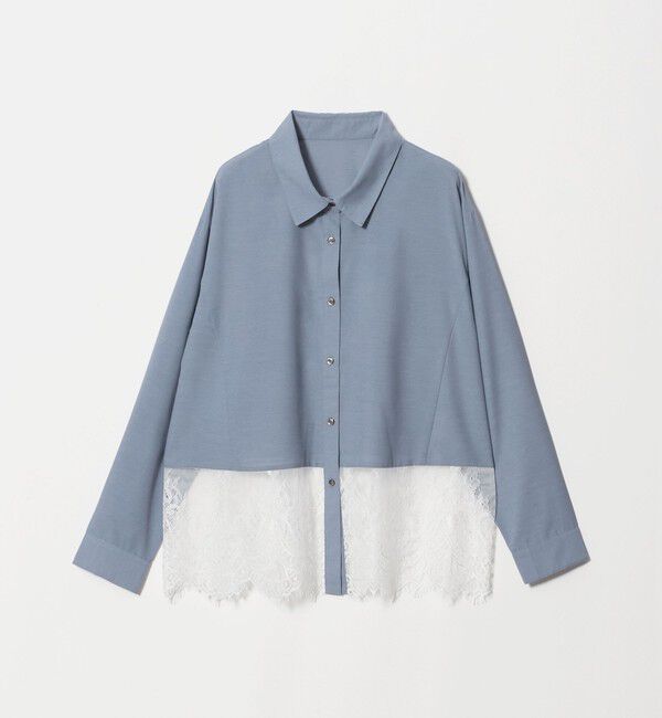 UNITED ARROWS green label relaxing「【WEB限定】＜at ease＞スソ レース ロングスリーブ ブラウス UVカット」|シャツ・ブラウス|COBALT