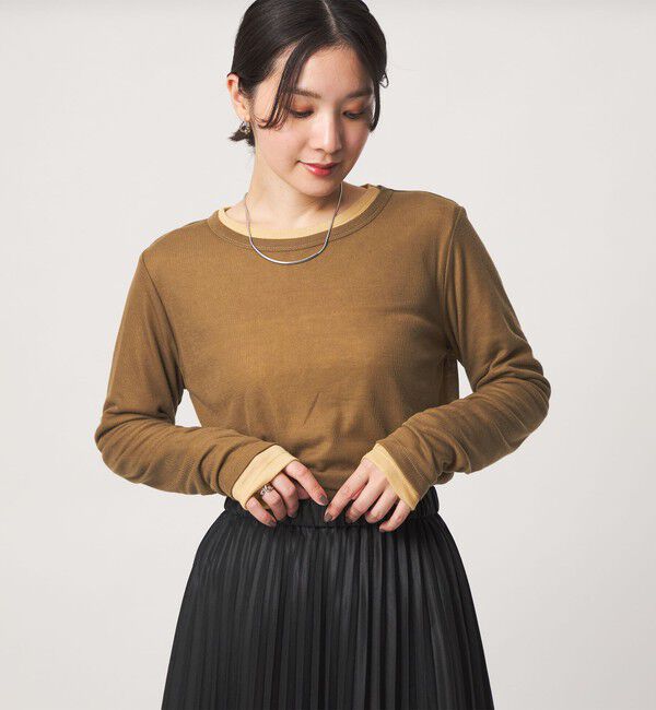UNITED ARROWS green label relaxing「【WEB限定】＜at ease＞ハイショク レイヤード プルオーバー カットソー」|Tシャツ・カットソー|MUSTARD