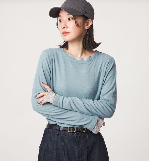 UNITED ARROWS green label relaxing「【WEB限定】＜at ease＞ハイショク レイヤード プルオーバー カットソー」|Tシャツ・カットソー|LT.BLUE