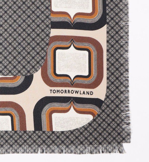TOMORROWLAND GOODS「TOMORROWLAND シルク レトロジオメトリックフリンジポケットチーフ」|バンダナ・スカーフ|