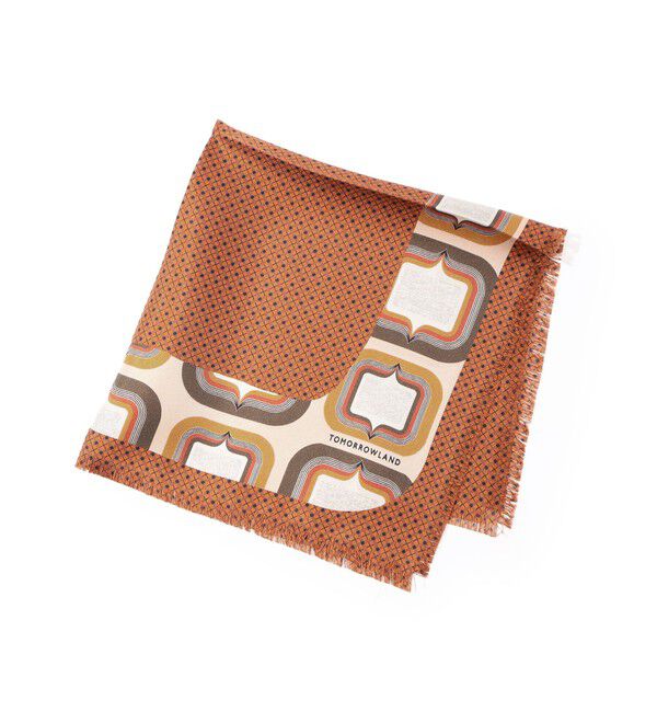 TOMORROWLAND GOODS「TOMORROWLAND シルク レトロジオメトリックフリンジポケットチーフ」|バンダナ・スカーフ|46 ブラウン系