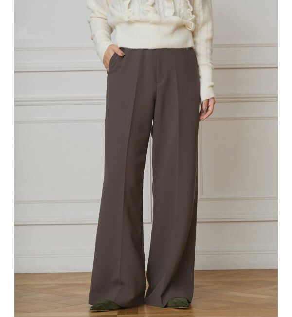 IENA LA BOUCLE「《洗濯機洗い可》IENA LA BOUCLE ソフトダブルクロススラックス」|スラックス|