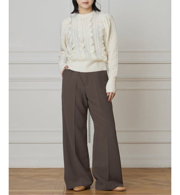 IENA LA BOUCLE「《洗濯機洗い可》IENA LA BOUCLE ソフトダブルクロススラックス」|スラックス|