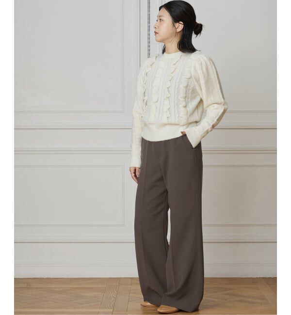 IENA LA BOUCLE「《洗濯機洗い可》IENA LA BOUCLE ソフトダブルクロススラックス」|スラックス|