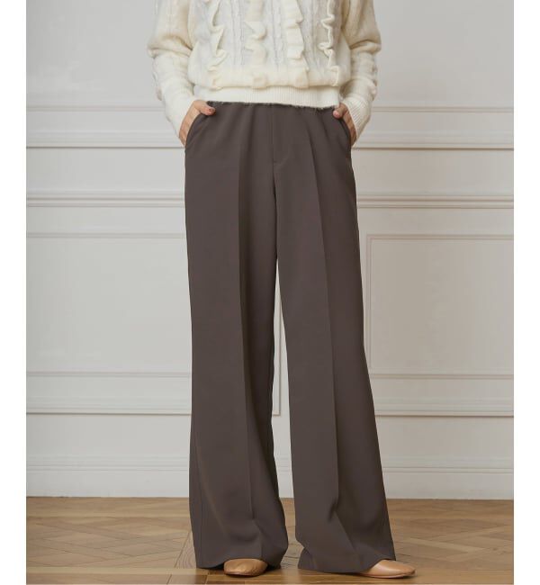 IENA LA BOUCLE「《洗濯機洗い可》IENA LA BOUCLE ソフトダブルクロススラックス」|スラックス|ブラウン A