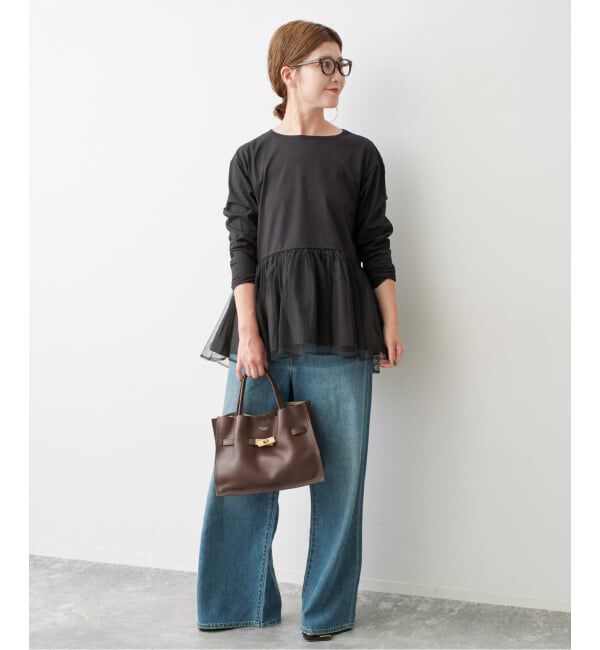 Spick and Span「《追加》チュールコンビフレアプルオーバー」|Tシャツ・カットソー|