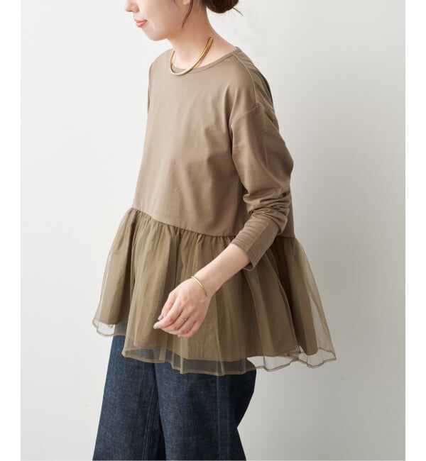 Spick and Span「《追加》チュールコンビフレアプルオーバー」|Tシャツ・カットソー|