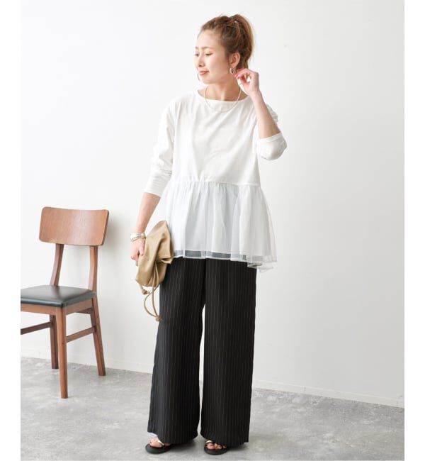 Spick and Span「《追加》チュールコンビフレアプルオーバー」|Tシャツ・カットソー|