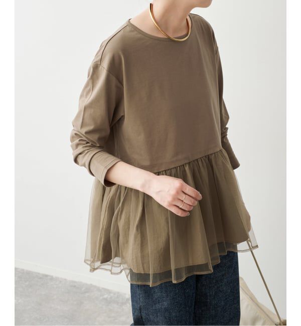 Spick and Span「《追加》チュールコンビフレアプルオーバー」|Tシャツ・カットソー|